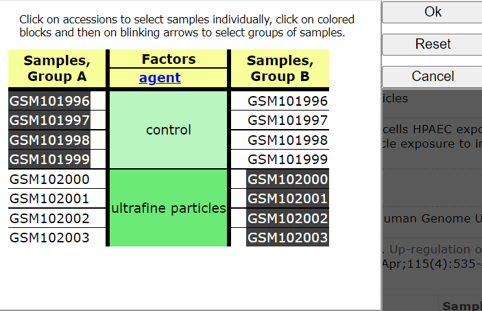 Select Groups to Comnpare