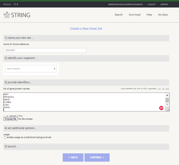 New Gene Set in STRING-db